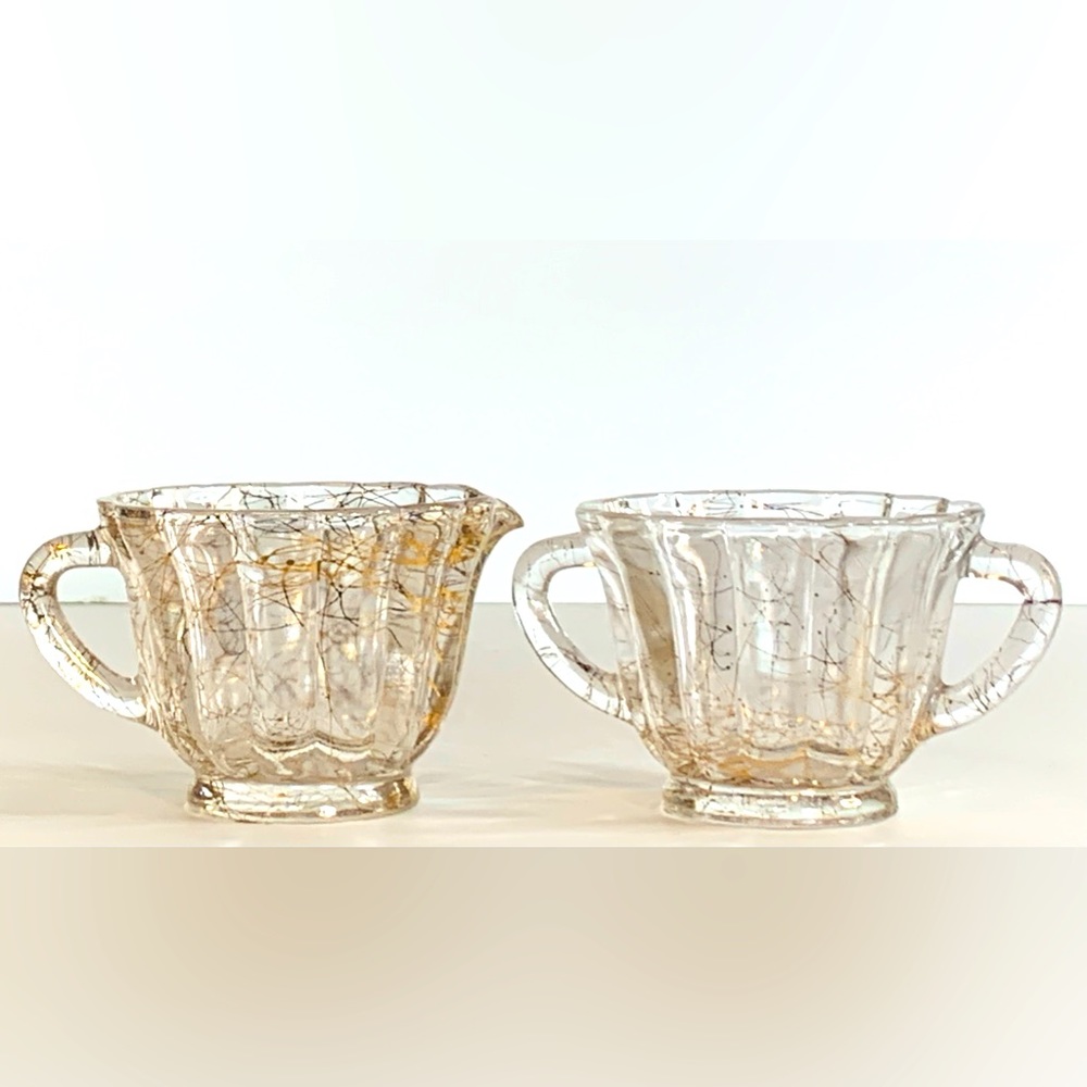 MCM Gold Splatter Sugar & Creamer